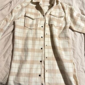 TALULAH Beige and Cream Plaid Jacket